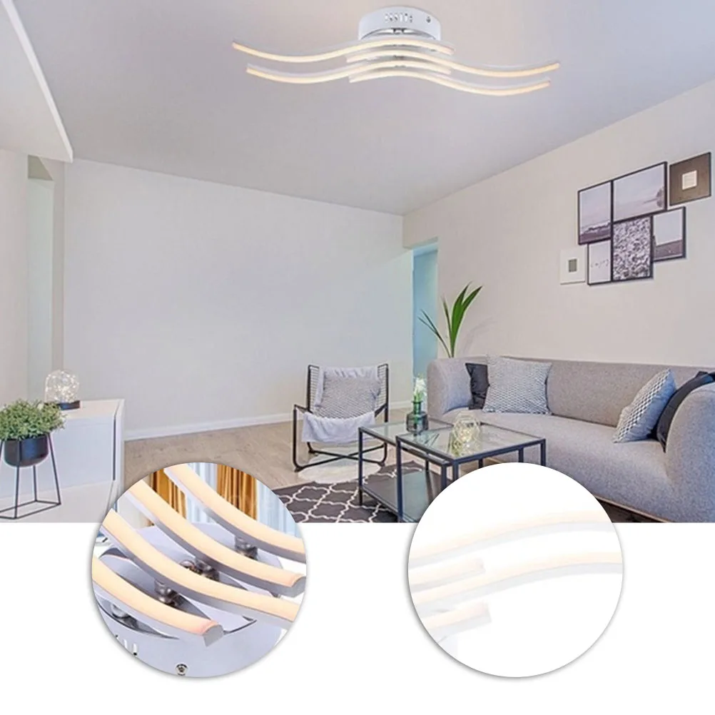 

Wave Ceiling LED Light Acrylic Panel Aluminum Holder Bright Warm Decorative Living Room Bedroom Wave Ceiling Lamp Hotel