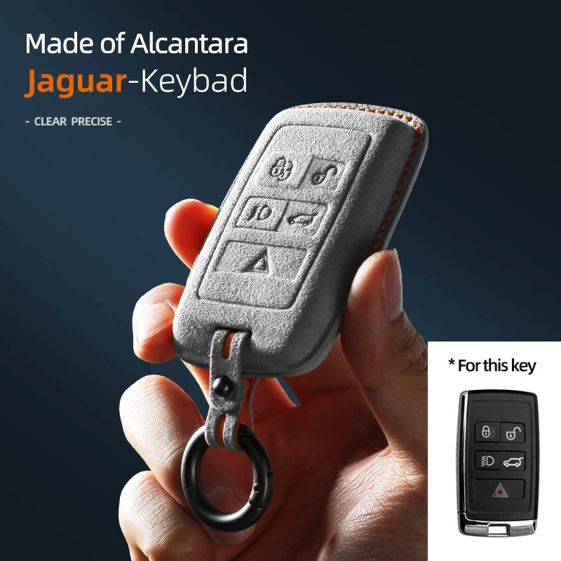 

Suede Car Key Case Holder Keychain For Land Rover Range Rover Discovery 5 Sport 2018 2019 For Jaguar XEL E-PACE 2019 Accessories