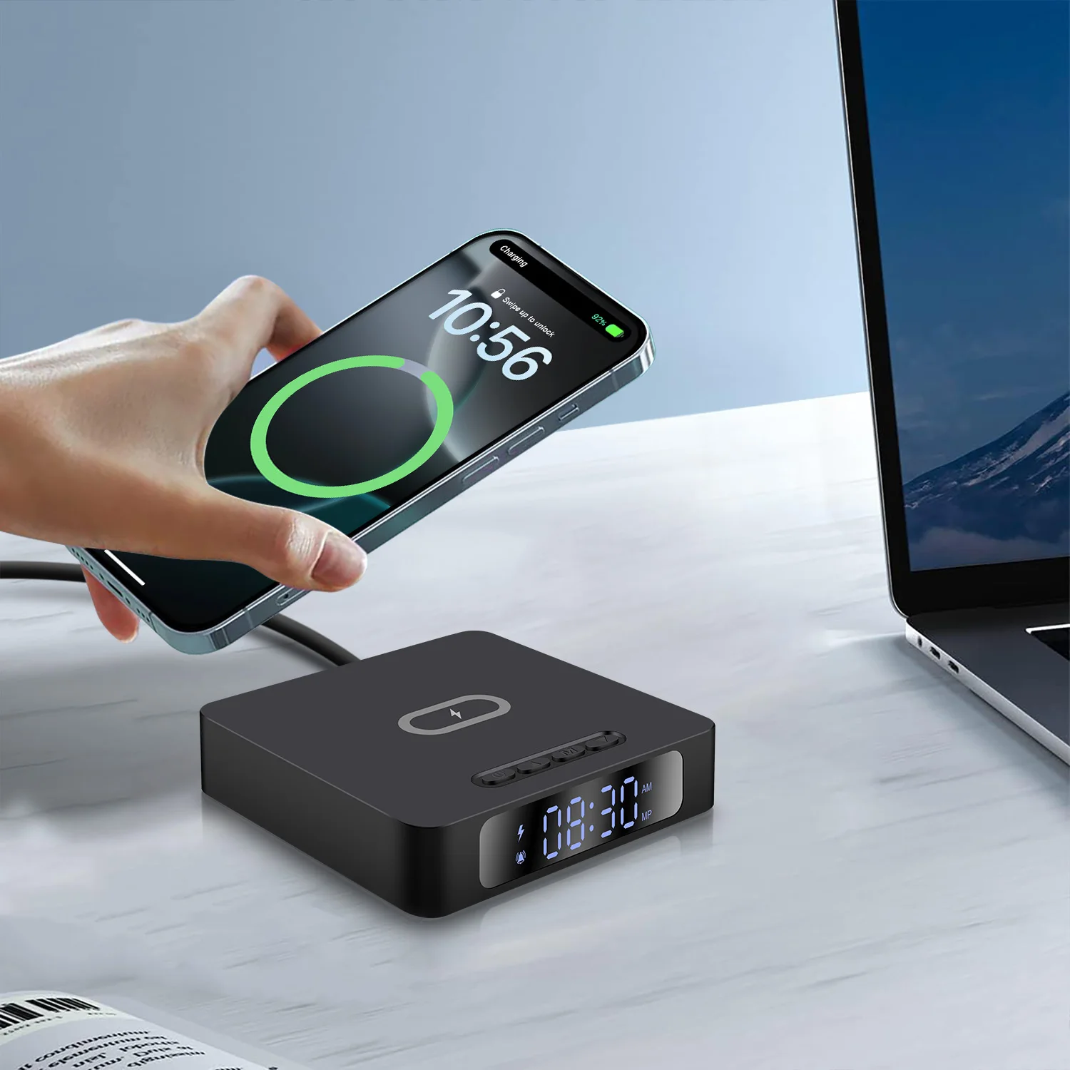 3 in 1 Wireless Charger Digital Alarm Clock for iPhone 16 15 14 13 12 11 Pro for Samsung S25/S23/S22/S21/S20