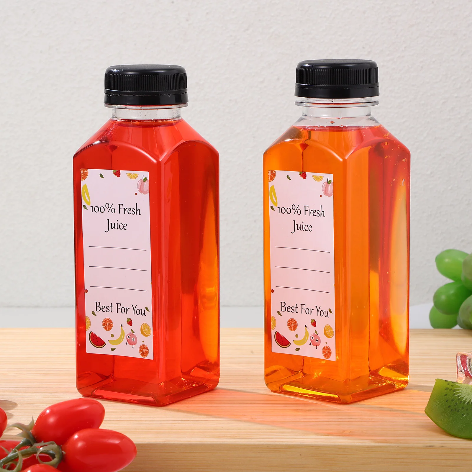 

Набор многоразовых контейнеров для сока: прозрачные пластиковые бутылки с герметичными крышками, портативные бутылки для напитков для пикников и путешествий, наклейки в комплекте