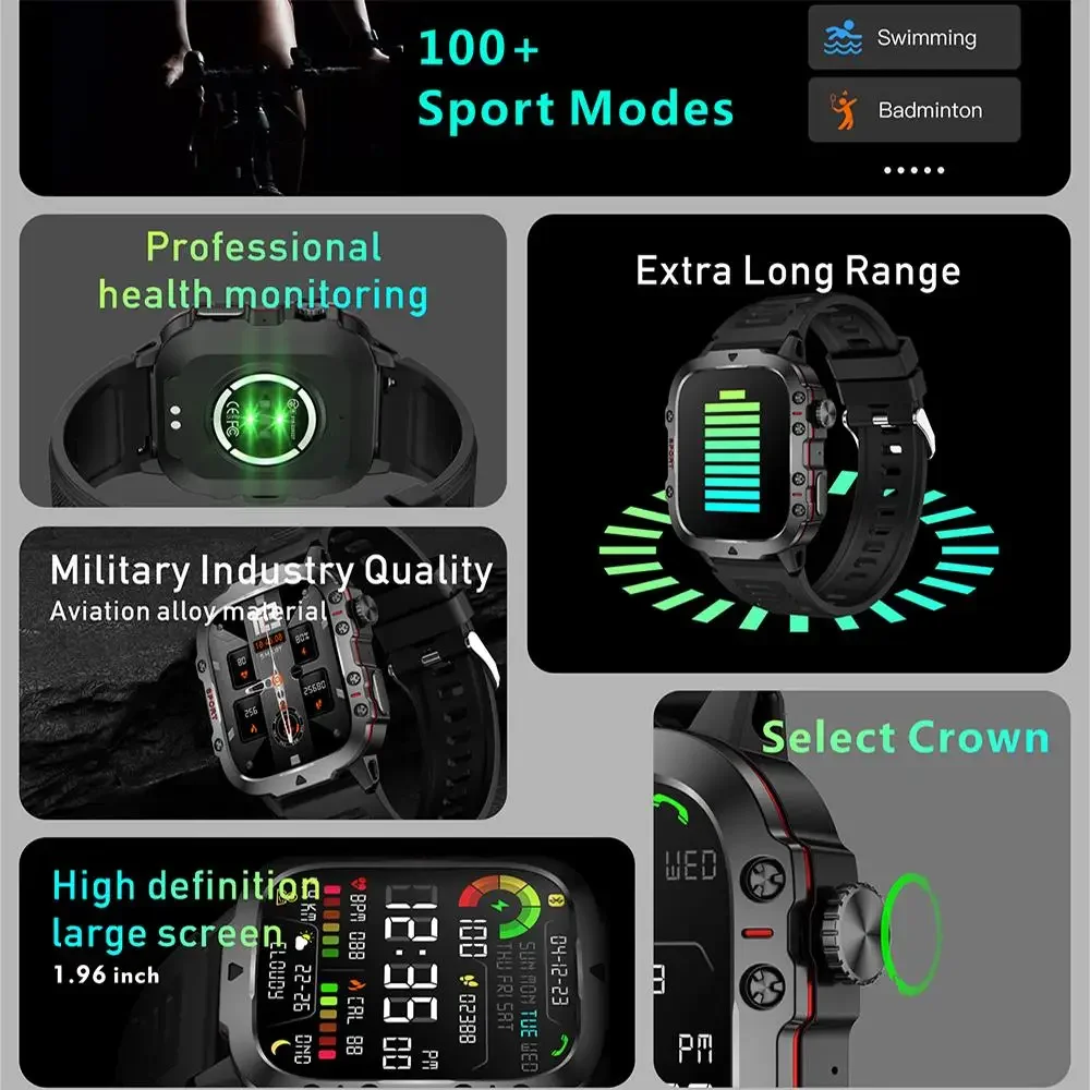 Military Smartwatch 3ATM Waterproof Sports Watches for Man Woman Electronics Smart Watch Fitness Clock for Xiaomi Android 2025