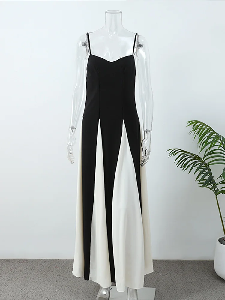 Vestido de retazos con tirantes para mujer, traje Sexy sin mangas, ajustado, elegante, para fiesta de noche, verano, 2024
