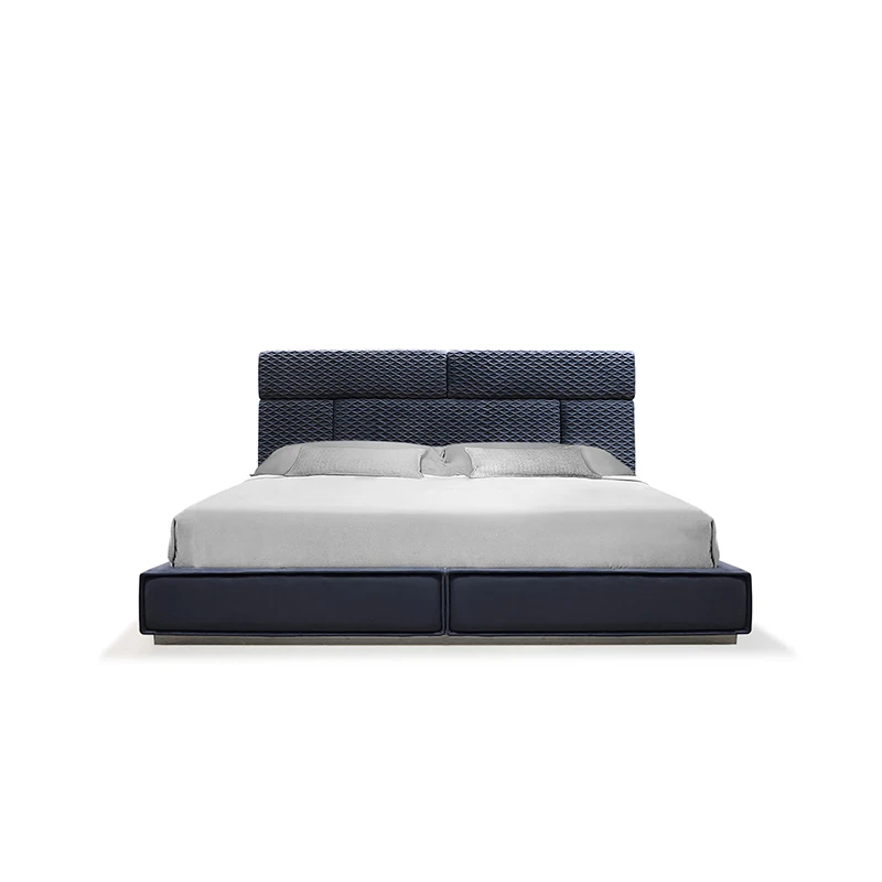 

High Quality Simple Fabric Modern King Bed Set Master Bedroom Apartment Home Furniture