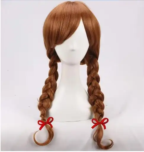Annabelle Long Brown Women or Girl Long Brown Braids Wigs Halloween Costume Heat Resistant Cosplay Costume Wigs