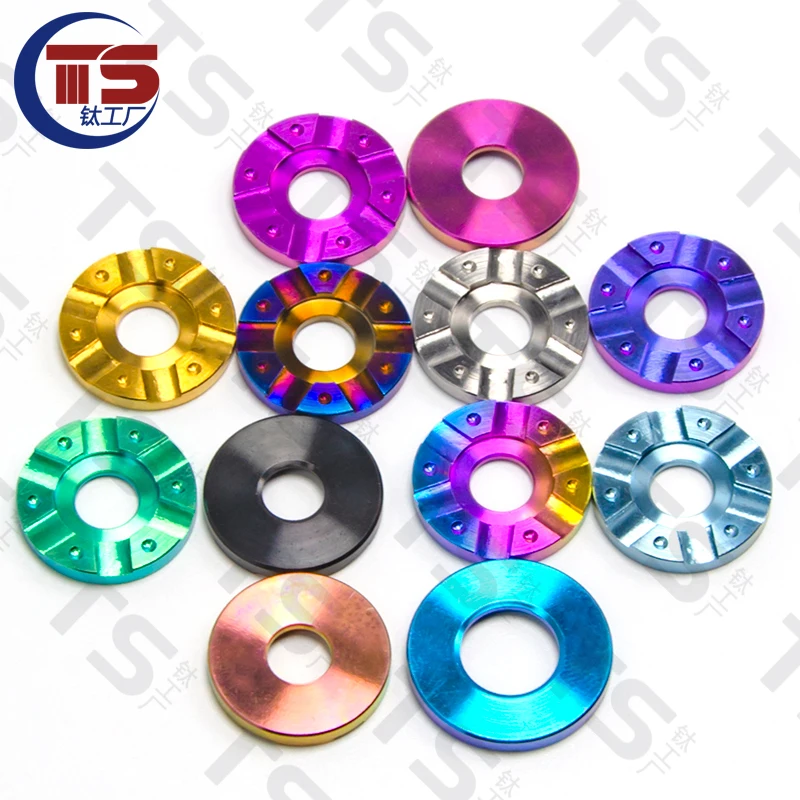 TS 10pcsTitanium Factory Titanium Alloy Gasket M4/M5/M6/M8 No rust, corrosion resistance, high hardness