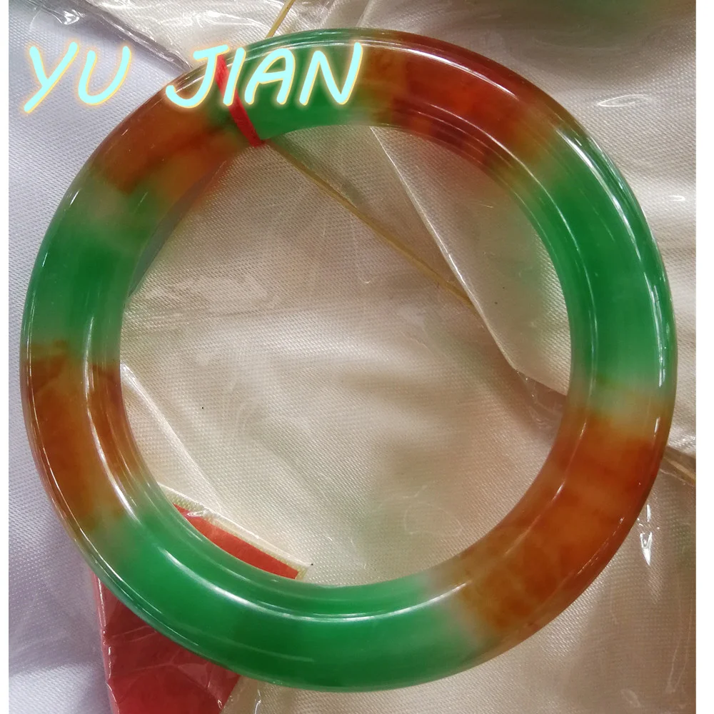 Rare Quality Original Ecological Pattern Two-color Jadeite Bangle Delicate Graceful Bracelet High-end Jade Handring Fine Jewelry