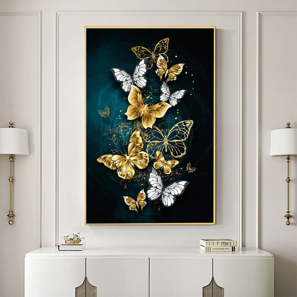 

Gold Butterfly Pattern 11CT Cross-Stitch Embroidery Kit DMC Cotton Threads Handicraft Home Decoration Wall Art Printed Canvas