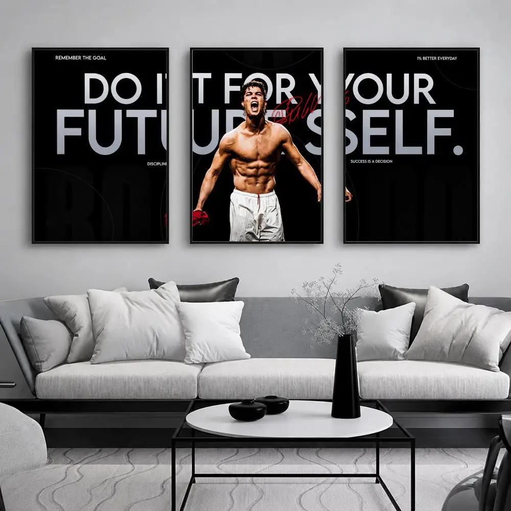 Cool C-Cristiano Soccer R-RonaldoS Painting Calligraphy Canvas Poster Set Wall Artwork for Bedroom Living Room Decorative Prints