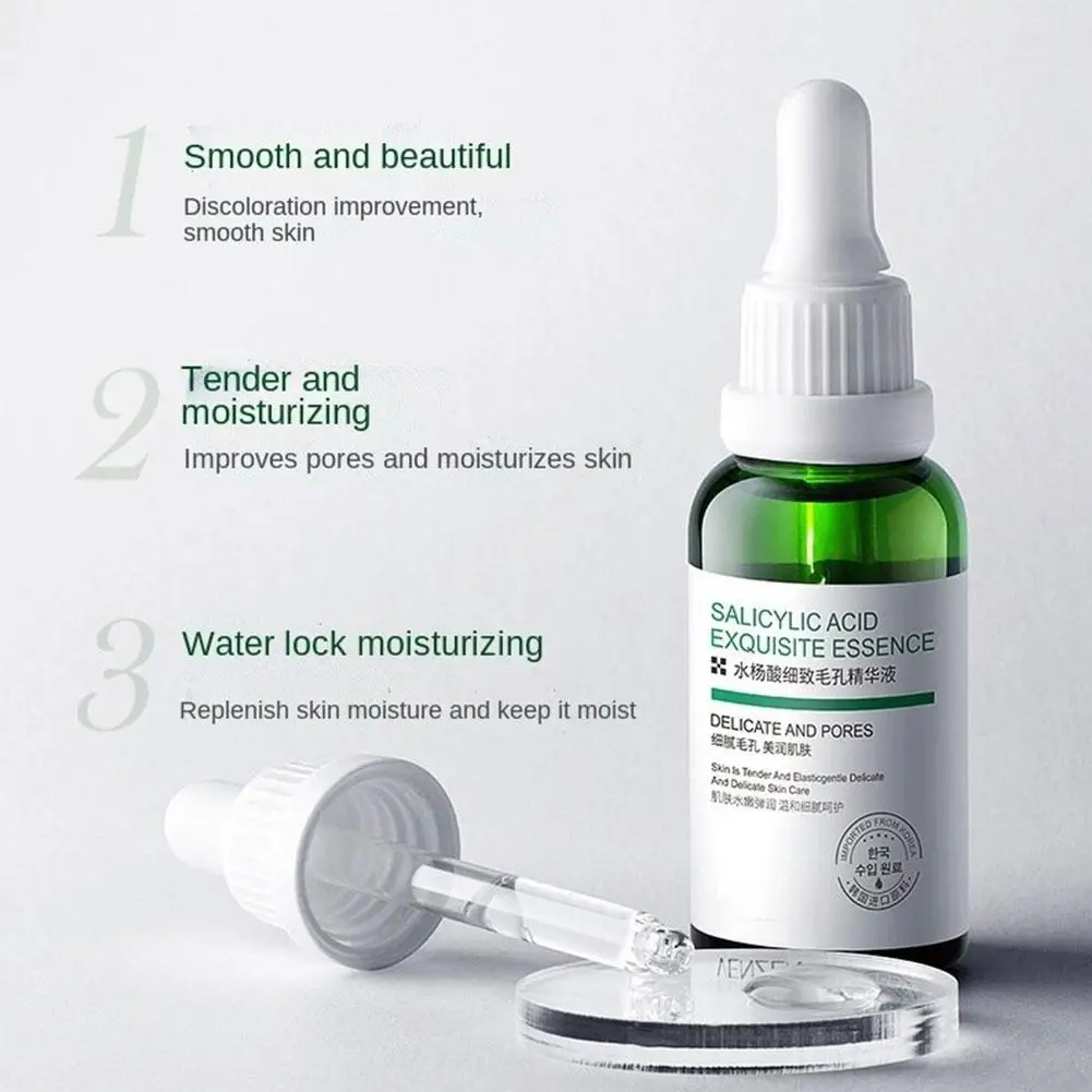 Poro Shrinking Serum, Fruta Salicílica, Essência Ácida, Anti Envelhecimento, Acne Remover, Controle de Óleo, Clareamento, Hidratante, Cuidados com a Pele, 30ml