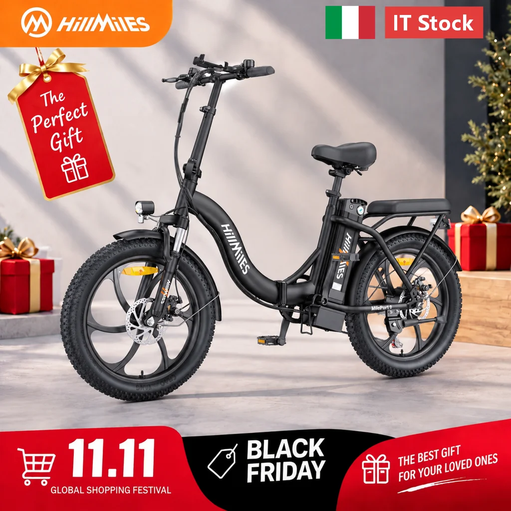 Bicicleta eléctrica plegable HillMiles MilePort, bicicleta eléctrica con neumáticos anchos de 20 pulgadas y 3.0, motor sin escobillas de
