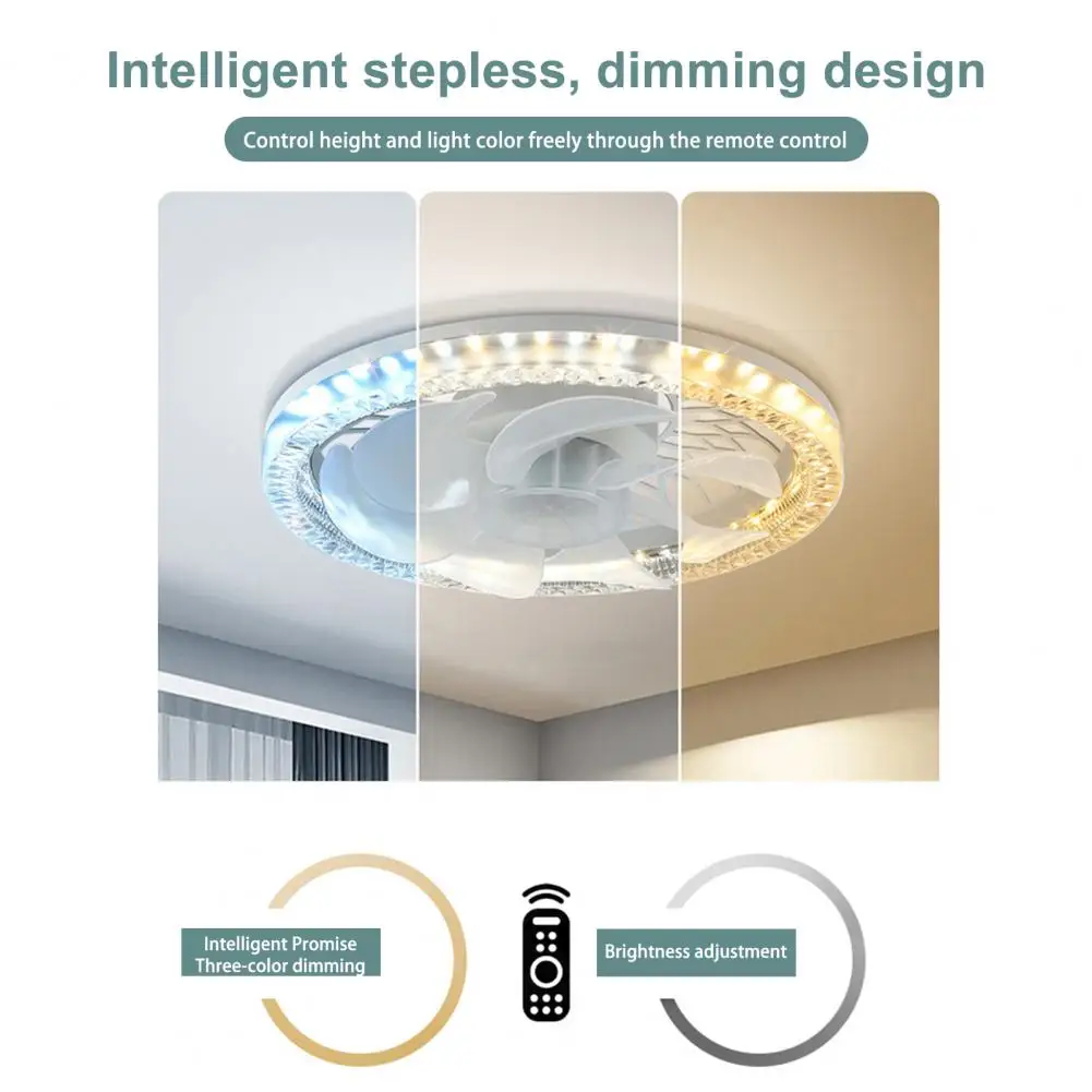 Quiet Operation Bedroom Fan Modern Flush Mount Ceiling Fan with Lights Remote Control Adjustable Led Colors Ideal for Bedroom