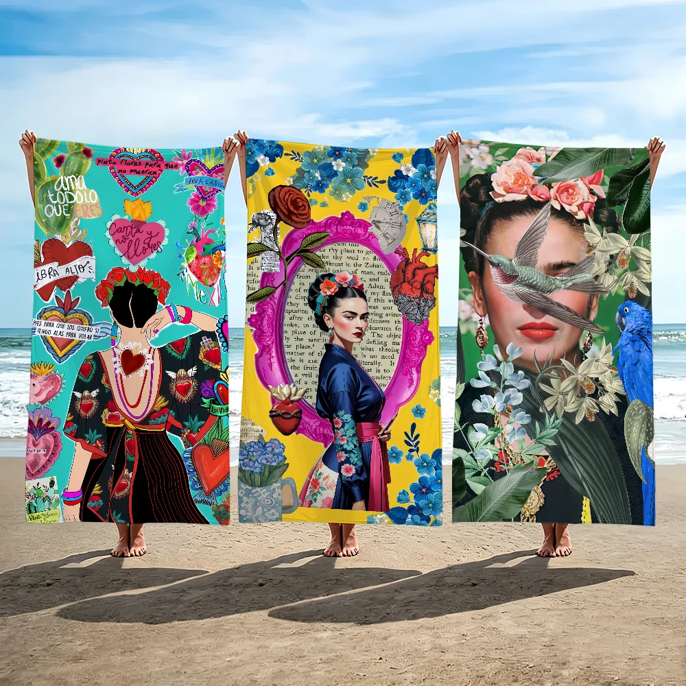 Art F-Frida K-Kahlo Towel Beach Towel Travel Lightweight Skin Friendly for Pool Beach Camping Cruise Summer