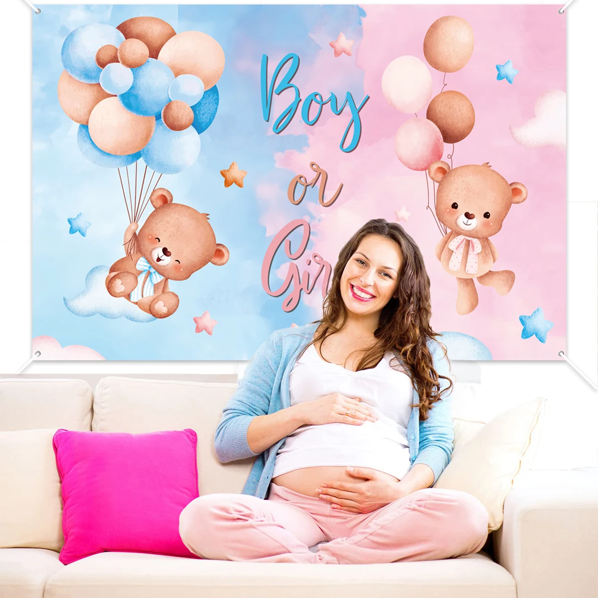 Gender Reveal Party Backdrop, Ggender Reveal, Fundo de banner, Happy Birthday, Party Decor, Baby Shower, Menino, Menina, Crianças