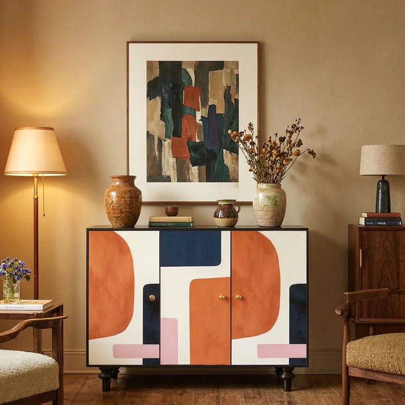 Art side cabinet, retro light luxury shoe cabinet, solid wood storage and storage cabinet
