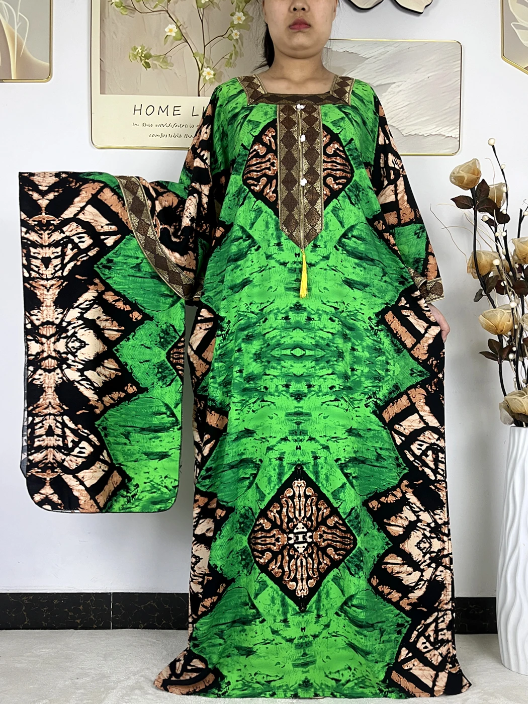 Muslim Abayas For Women Dubai 2026 Long Sleeves Floral Cotton Maxi Robe Femme Musulmane African Caftan Marocain With Hijabs