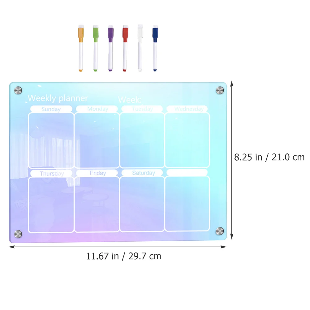 1Set Acrylic Weekly Planner Board Erasable to Do List Memo Dry Erase Schedule Daily Planning Board for Home Office
