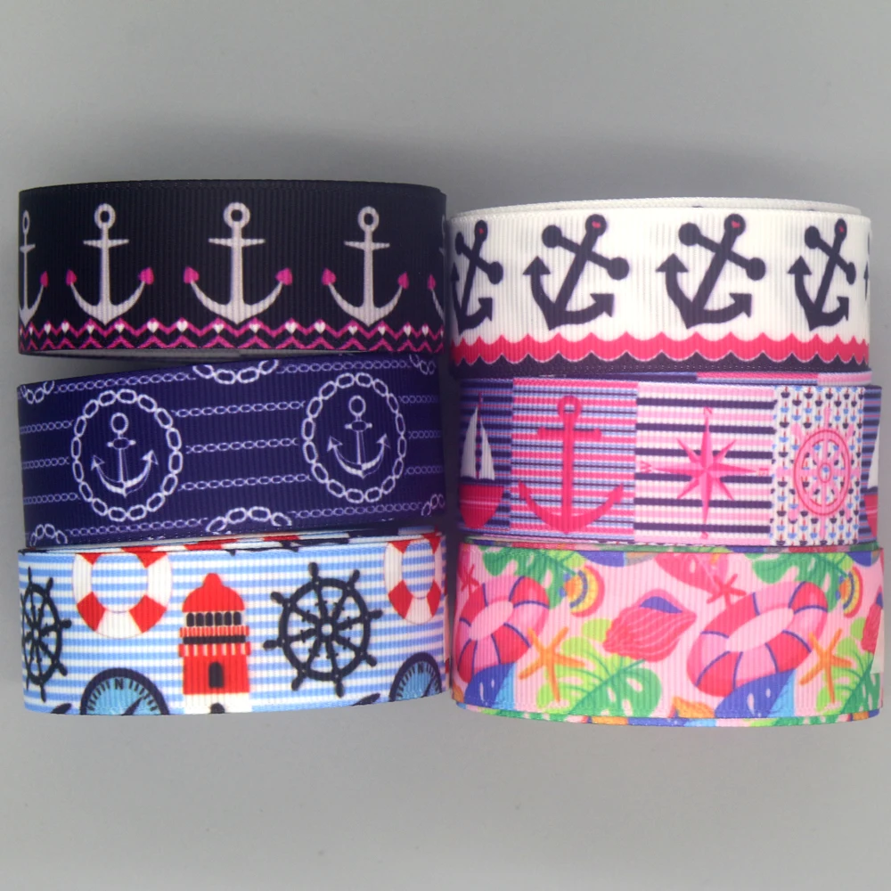 

DHK 50 ярдов темно-синий якорь плавание печатная корсажная лента аксессуары материал головные уборы украшения DIY шитье рукоделие S2181