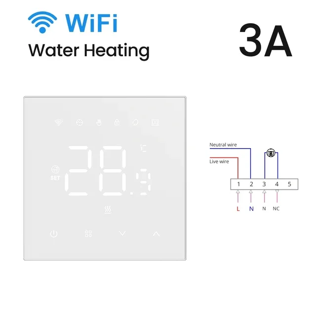 AVATTO Tuya WiFi slimme thermostaat, elektrische verwarming/waterverwarming/watergasboiler, werken met Alexa Google Home