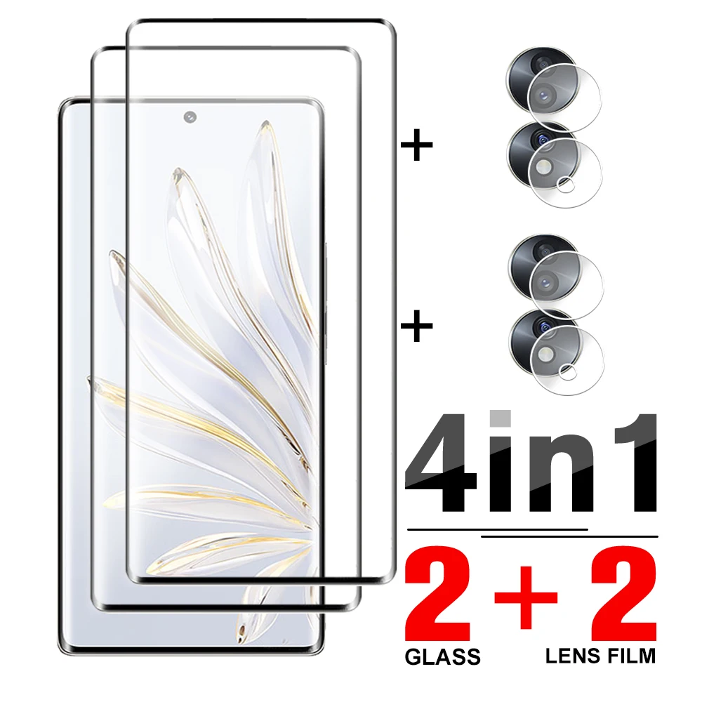 4In1 9D Curved Tempered Glass Case For Honor Screen Protector Honor70 Xonor Honer 70 5G Camera Lens Protective Film Cover