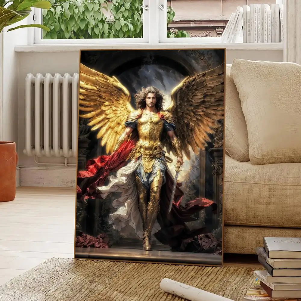 الملائكة المقدسة مايكل ملصق جدار قماش اللوحة لنادي غرفة المعيشة ديكور المنزل #6