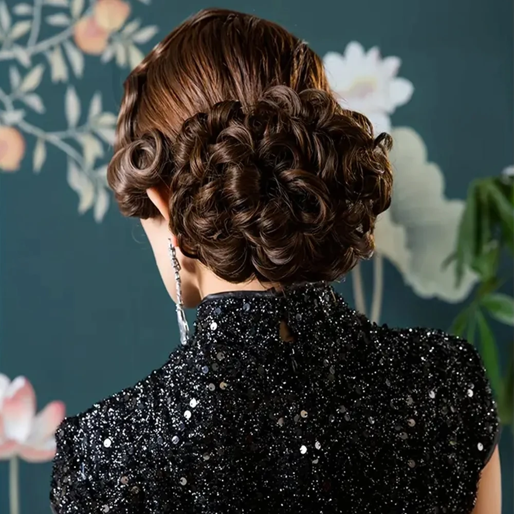 

Synthetic Curly Wavy Messy Bun Band Chignon Comb Clips In Hair Extension Updo wigs fluffy donut Hairpieces Scrunchie women hair