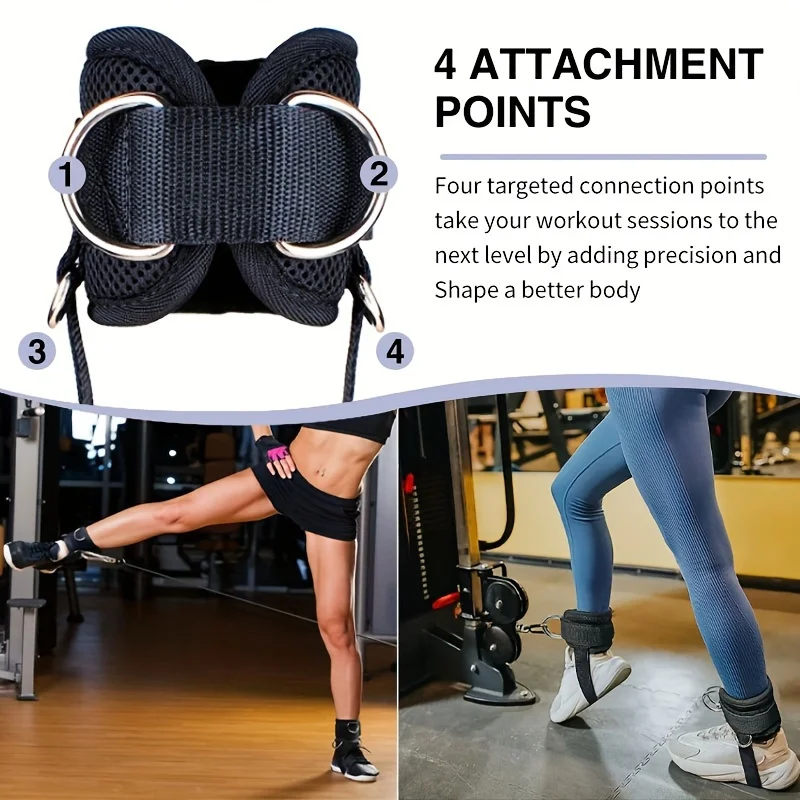 Correas de tobillo para Fitness, puños de soporte ajustables con anillo en D, polea para entrenamiento de fuerza de piernas para gimnasio con