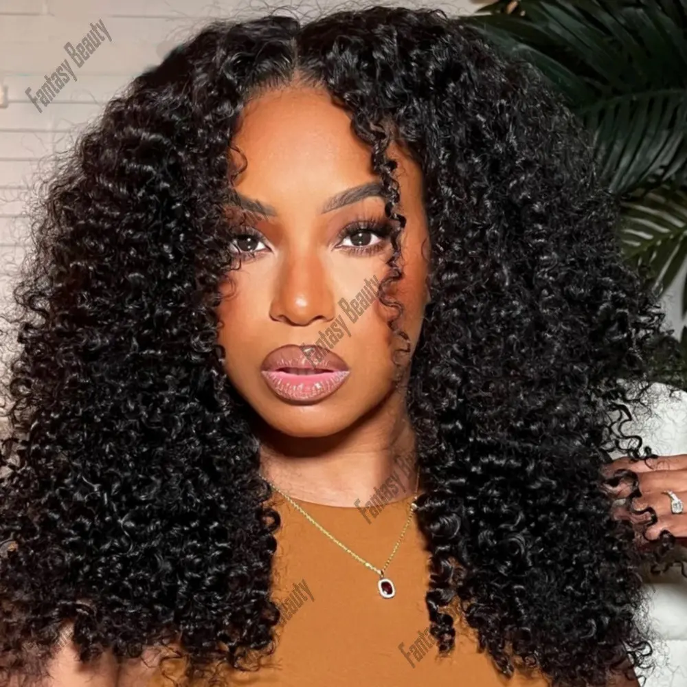 Afro Kinky Curly Wig for Black Women Curly U Part Wigs100%Human Hair Natural Black V Part Wig Human Hair Deep Wave Hair on sale