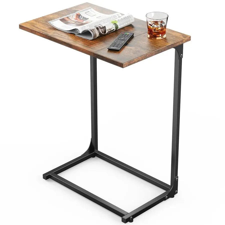 

CShaped Side Table, C Table for Sofa with TwoPiece Desktop amp Metal Frame, Large Surface End Table for Living Room, Bedroom, Be
