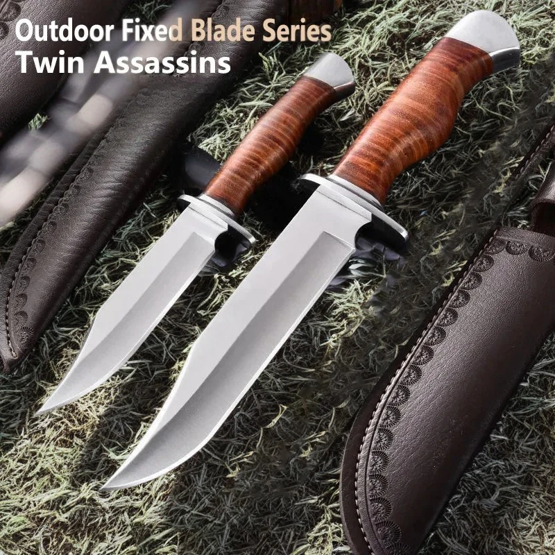 Gemini Assassin Outdoor Straight Knife Camping Portable Multi functional High hardness Splitting Knife Household Fruit Knife