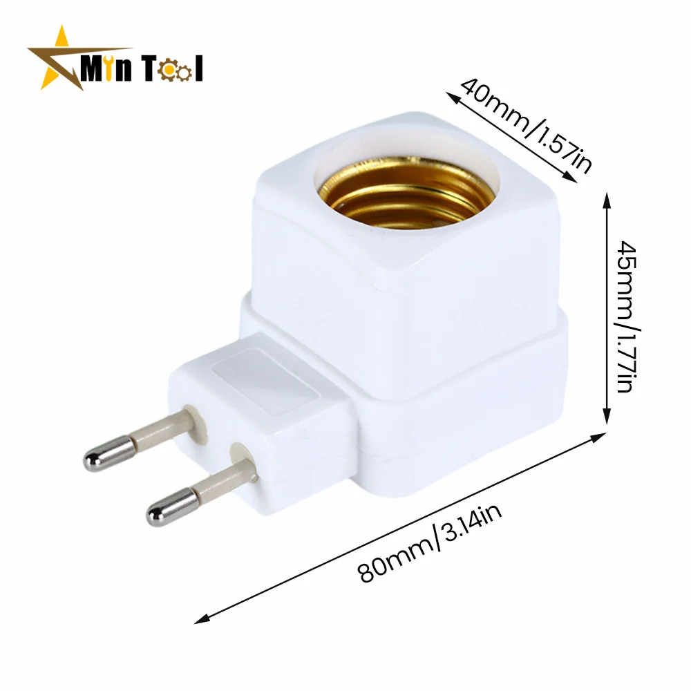 2Pcs E27 LED Lamp Bulbs Socket Base Holder EU Plug Adapter ON/OFF Switch Light Accessories