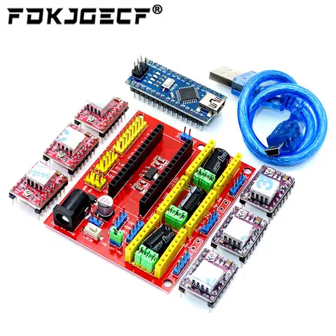 CNC Shield V4 Engraving machine 3D Printer + Nano 3.0 with USB cable+3pcs A4988 / DRV8825 Reprap Stepper Drivers Set For Arduino