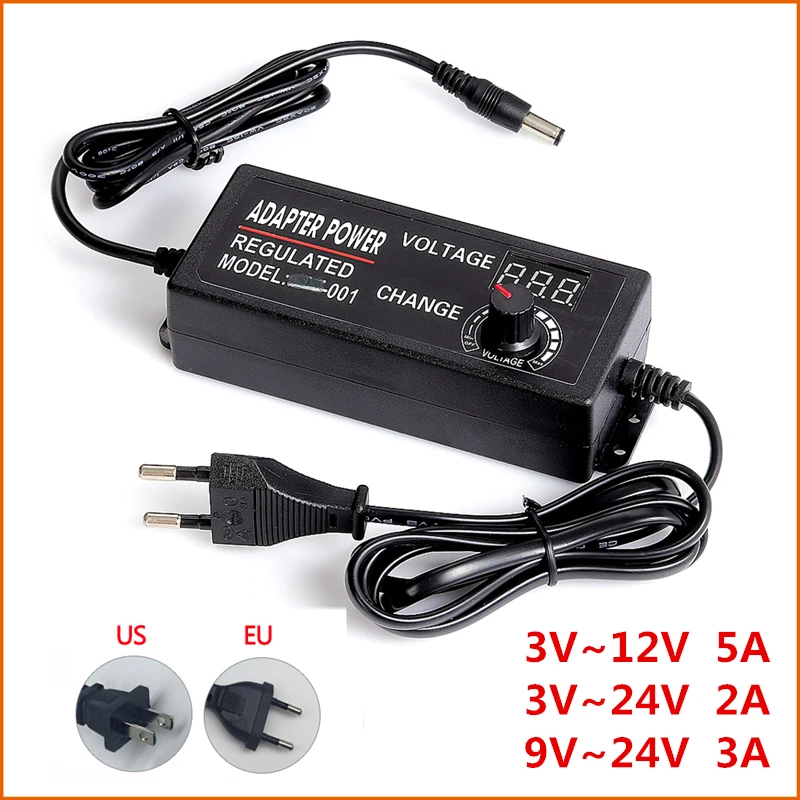 Adjustable AC To DC Power Supply 3V 5V 6V 9V 12V 15V 18V 24V 1A 2A 5A Power Supply Adapter Universal 220V To 12 V Volt Adapter