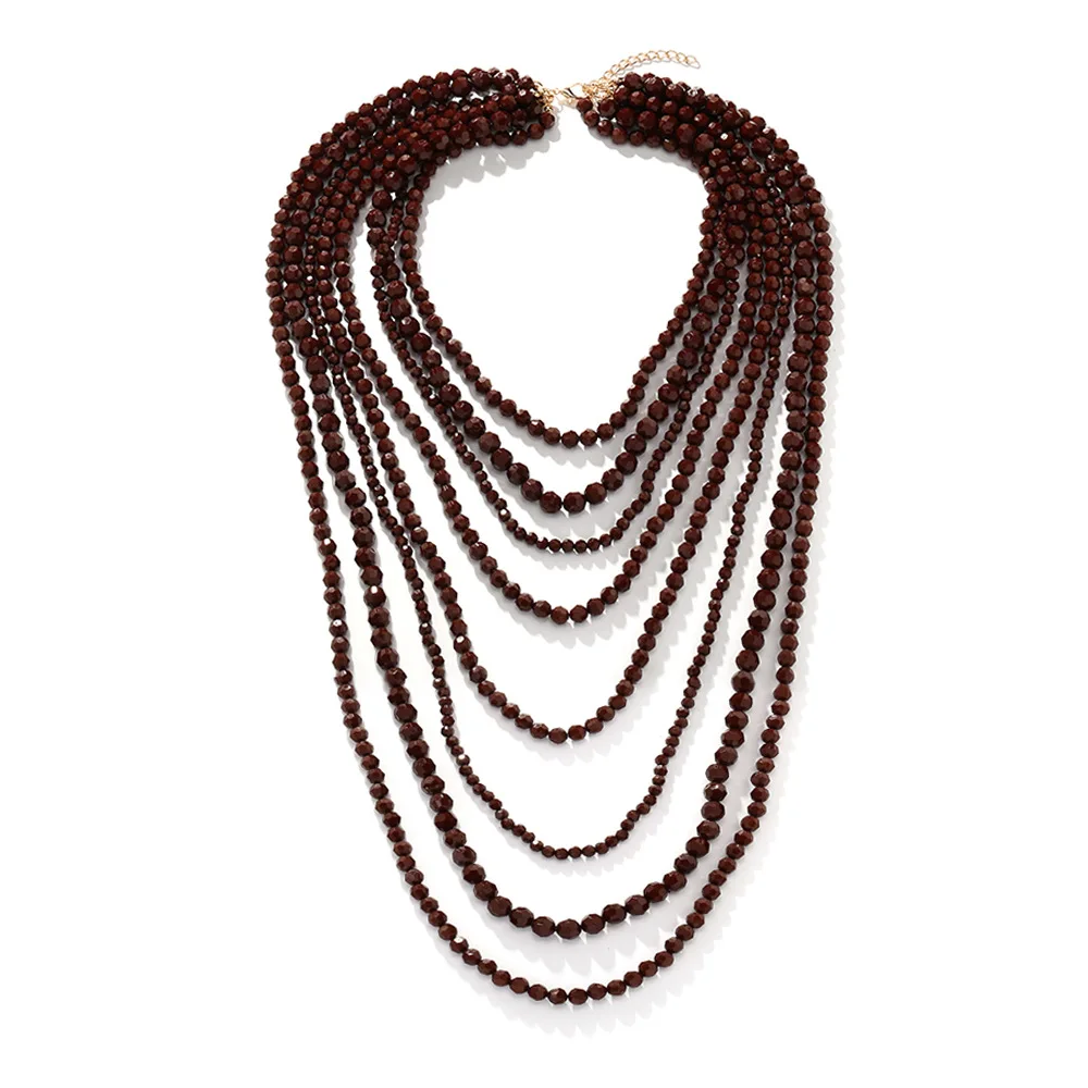 ZA Ethnic Multilayer Waterfall Beaded Handmade Necklace for Women and Girls Daily Gifts Jewelry