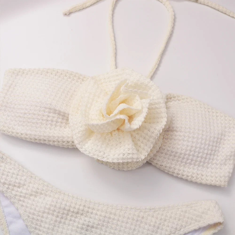 2024 مثير الزهور ثلاث قطع مجموعة البكيني ملابس السباحة للنساء الصلبة ضمادة ملابس السباحة الإناث ثوب السباحة بحر لباس سباحة