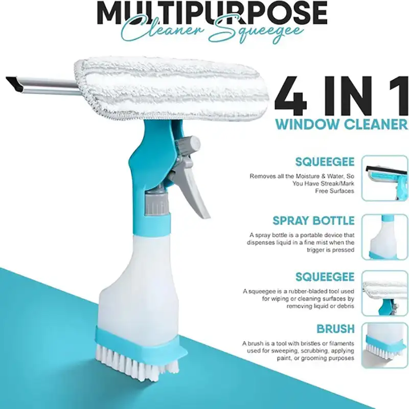 

4 in 1 Multi-Function Glass Cleaner - Wiper, squeegee, brush and sprayer in one unit Cleaner Brush Useful Things For Home