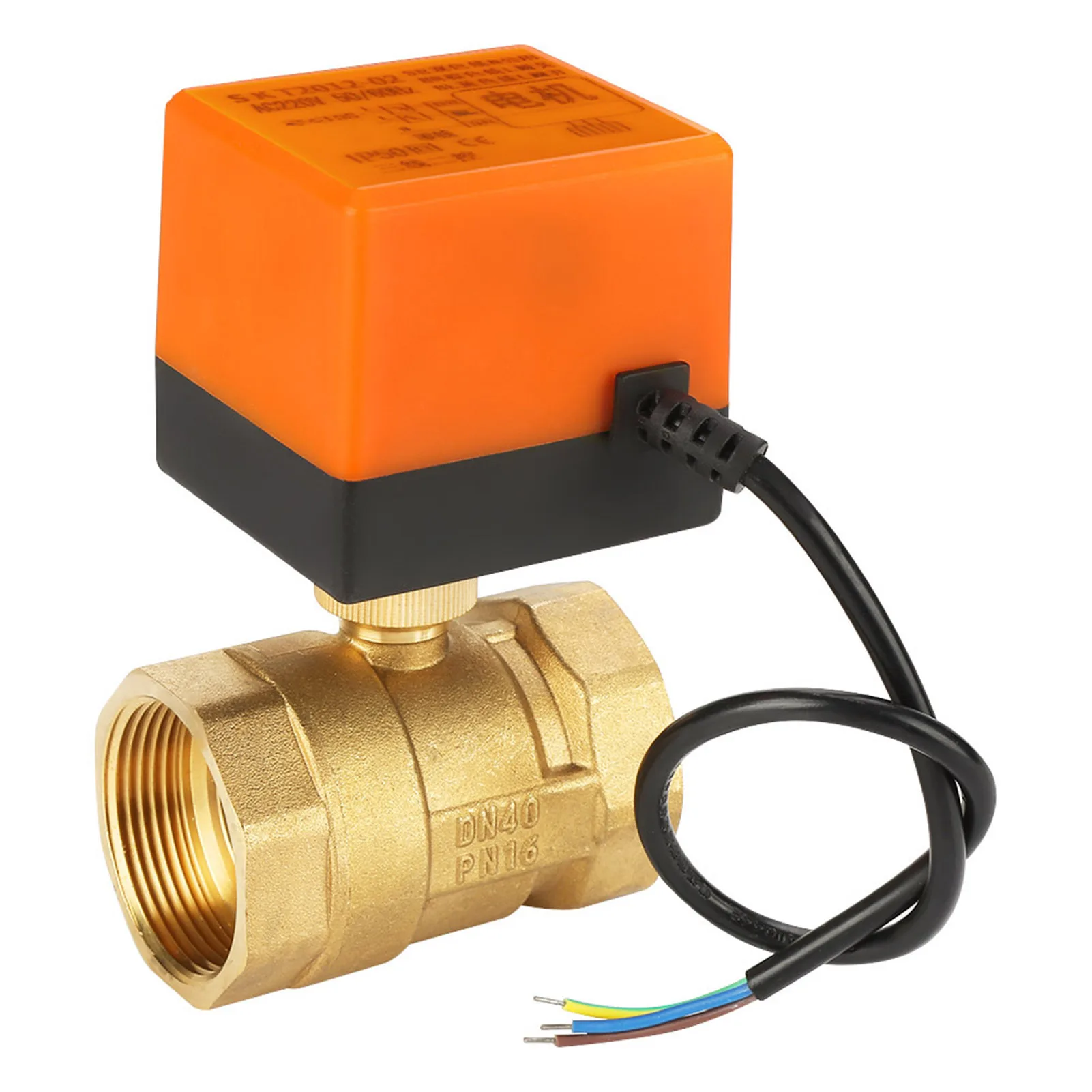 AC 220V 2 Way 3 Wire Brass Motorized Ball Valve Electrical Valve DN40 G1-1/2