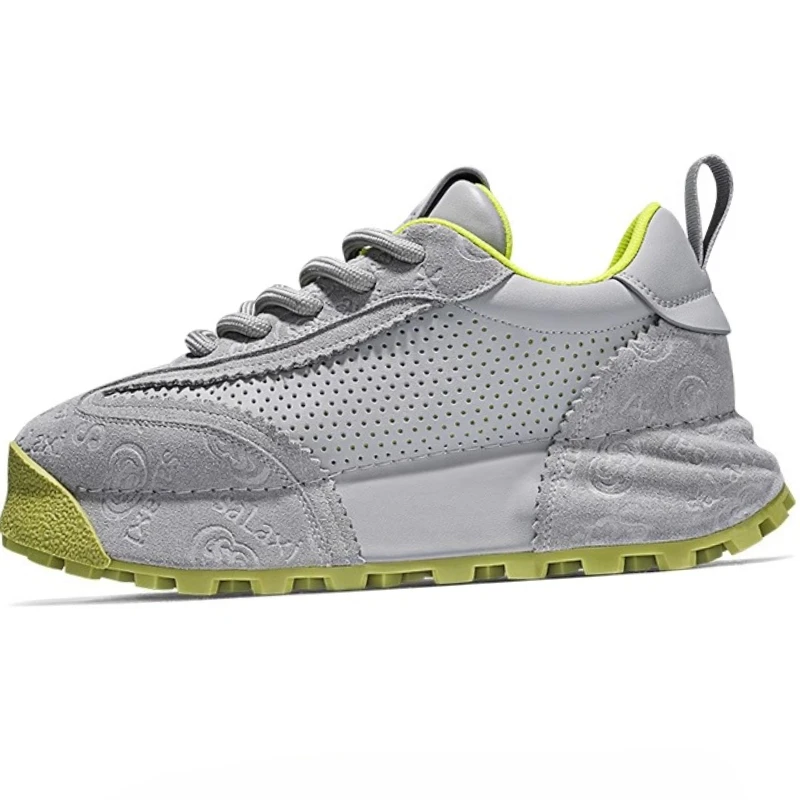 

Оригинальная спортивная обувь для пар в Европе/американском стиле, мужская/женская обувь из натуральной кожи, увеличивающая рост на толстой подошве, повседневные кроссовки