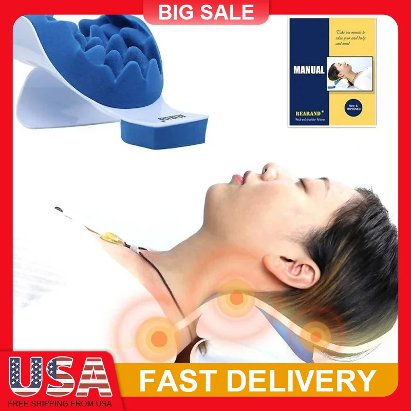 

Ergonomic Neck Stretcher for Pain Relief Cervical Traction Device, Spine Alignment TMJ & Headache Relief Shoulder Relaxer Pillow