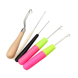 5pcs/Set  Crochet Dreadlock Hook Needles Dreadlock Tool Plastic & Wood Hair Weaving Crochet Needles Dreading Latch Hooks Craft