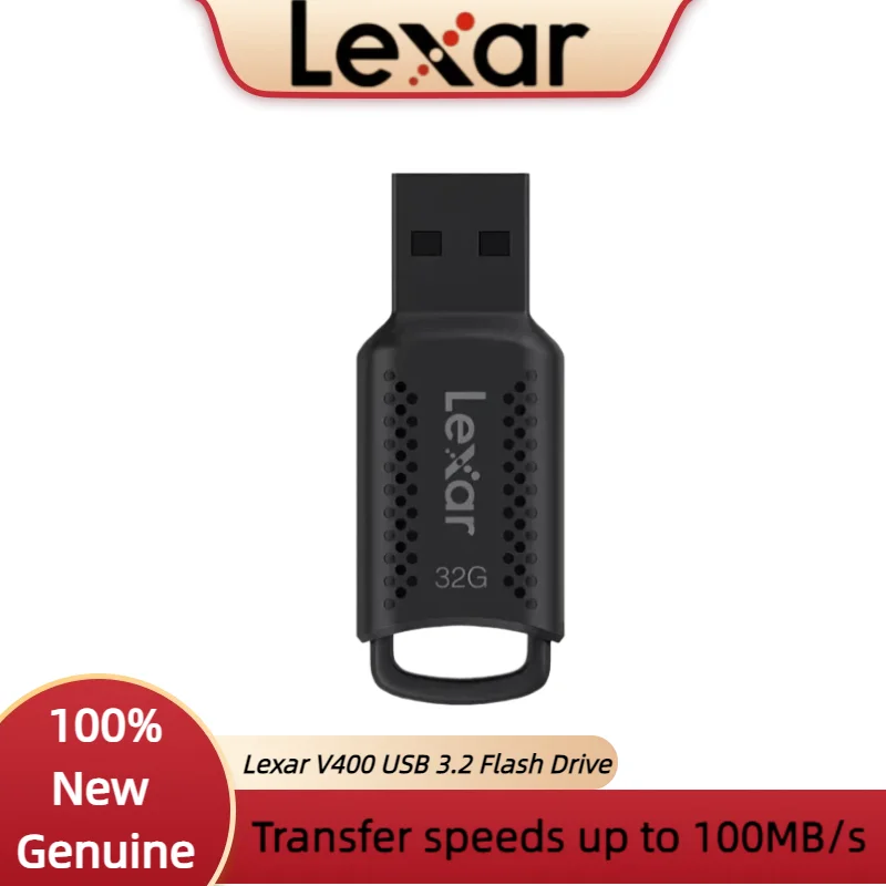 Unidad Flash USB Original Lexar V400 USB 3.2, Memoria USB de 32GB 64GB, Negra, Unidad Flash Original para Computadora