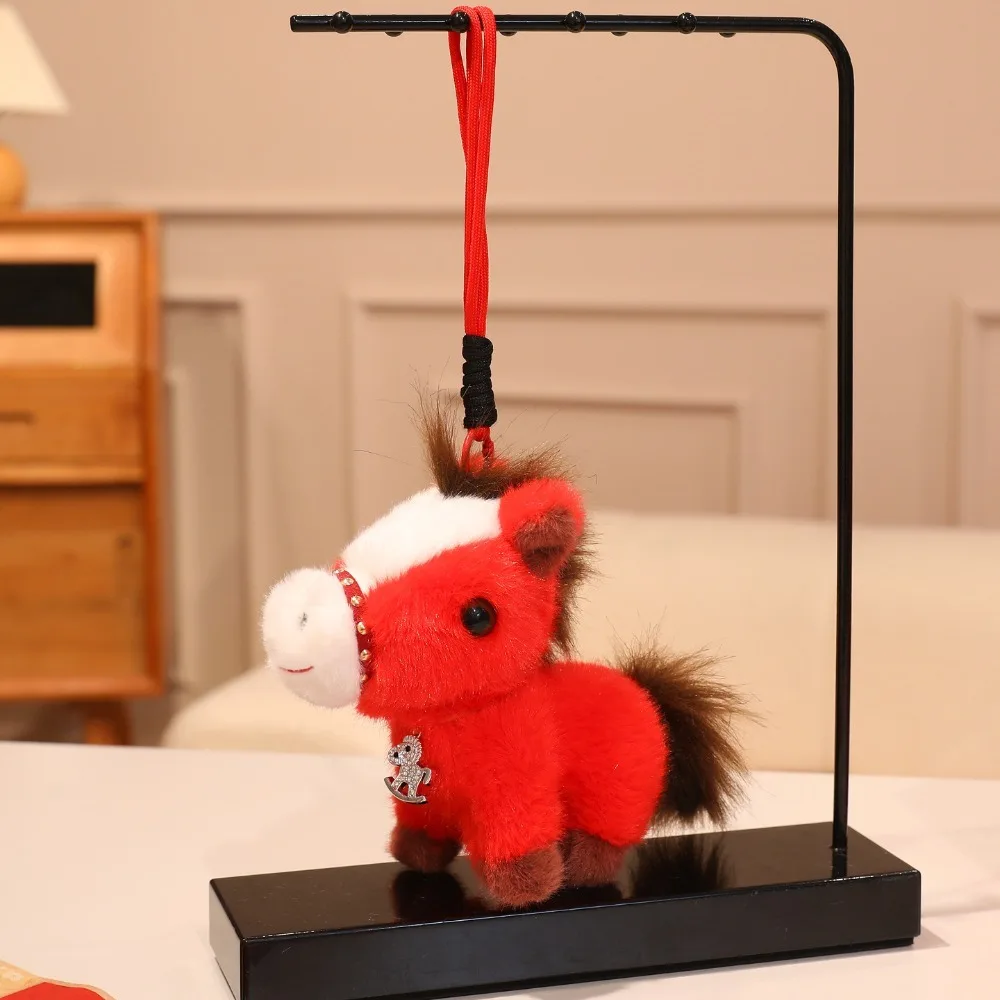 

Мультяшная плюшевая кукла-лошадь, кулон из полипропилена, хлопок, пушистый плюшевый брелок с лошадью, 15 см, фигурка зодиакального пони в китайском стиле, подарок на Новый год