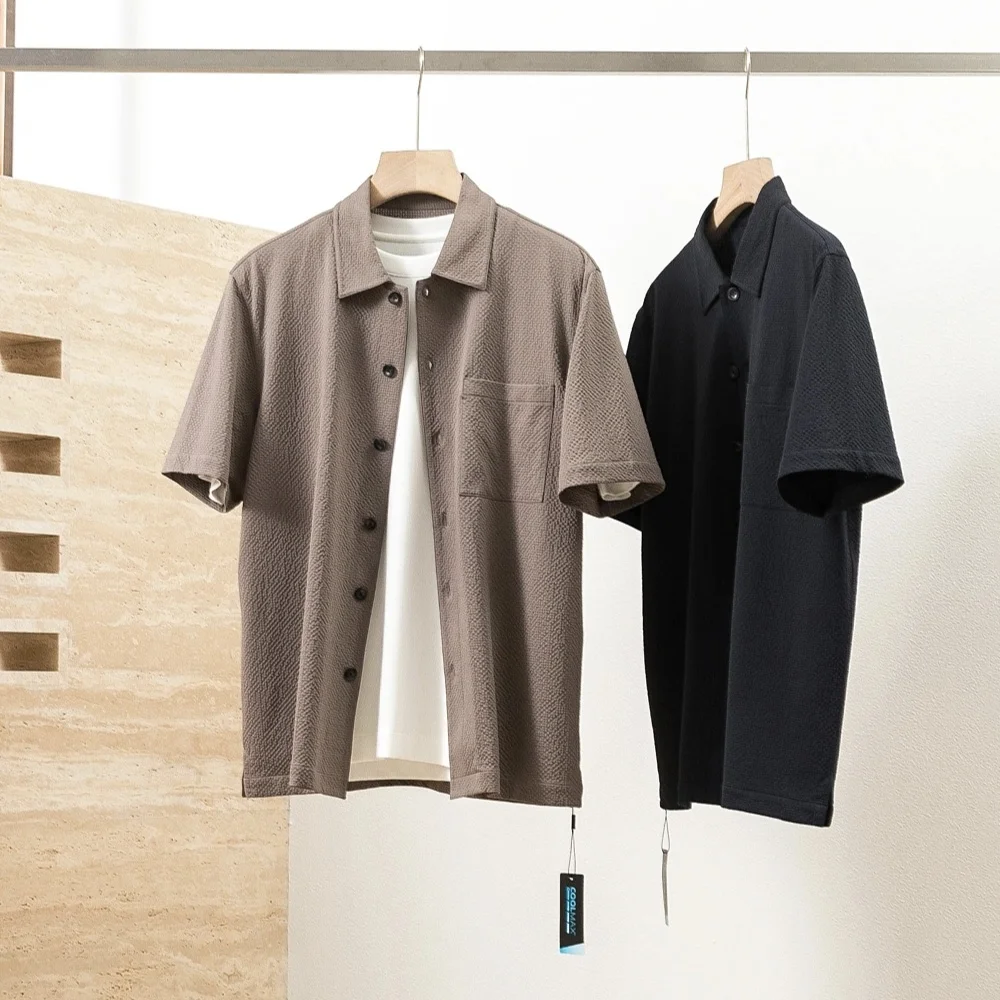 

Coolmax Summer Men's Thin Breathable Quick-drying Casual Color Short Sleeve Shirt Jacket Trendy Loose Fit Youth Popular