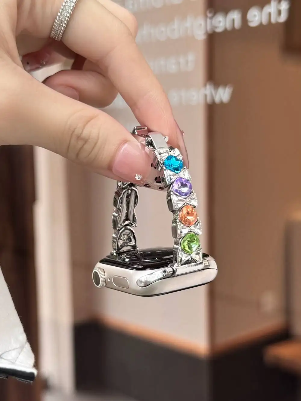 Bracciale in metallo bling per cinturino Apple Watch link donna Serie 8/7/6/10/9 40mm 41mm 44mm 45mm 46mm cinturino