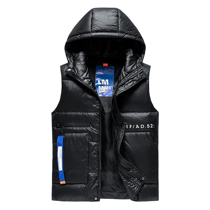 

Warm Hooded Down Vest Warm Windproof Fashion Simple Big Pocket Design Loose Version Fabric Comfortable Skin-friendly Down Vest