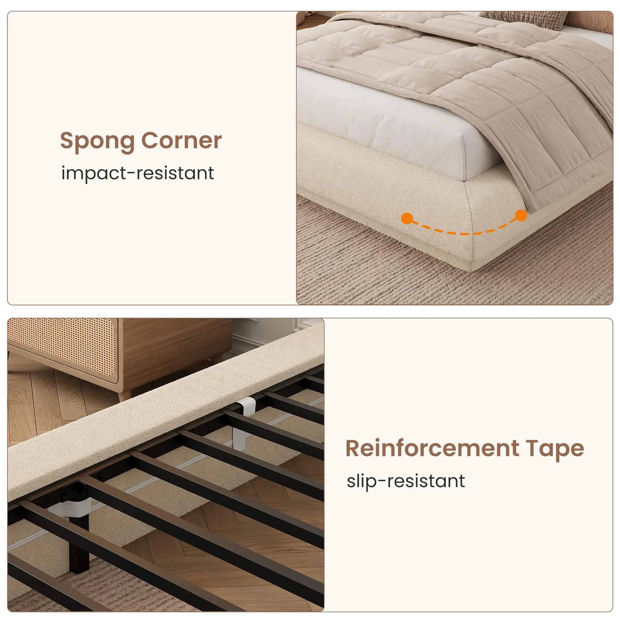 Full Queen King Cloud Platform Bed Frame, Upholstered Low Profile Floating Bed, No Box Spring Needed, Easy Assembly, Squeak-Free view 3