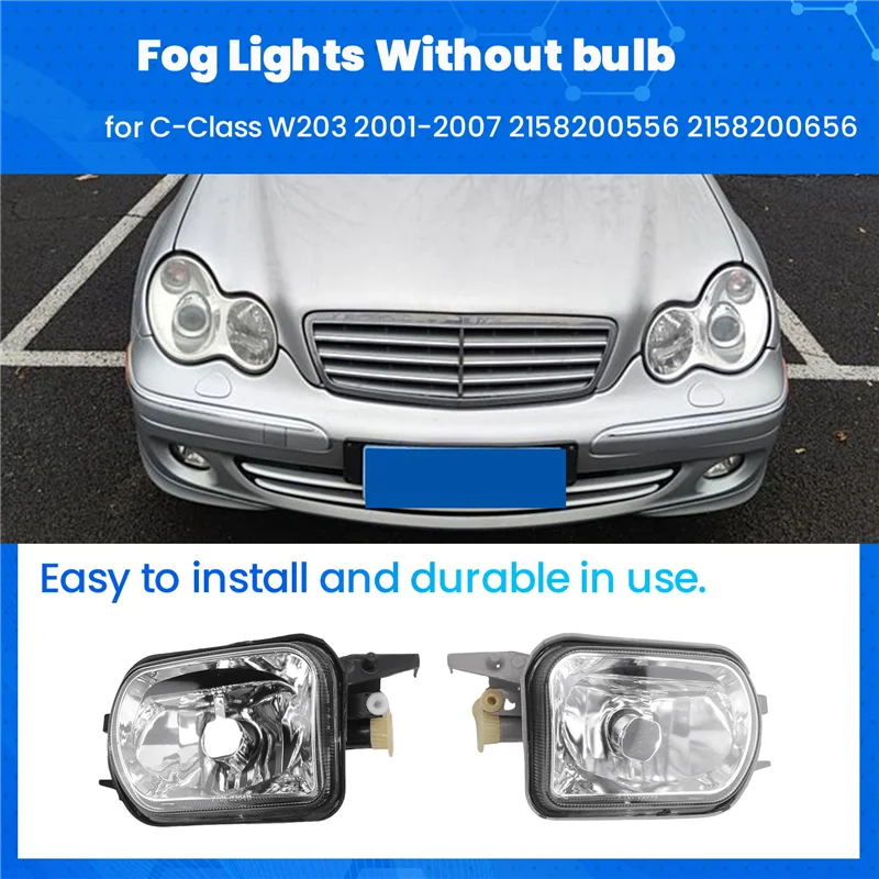 

1 пара переднего бампера автомобиля, противотуманные фары, противотуманные фары без лампы для Benz C-Class W203 2001-2007 2158200556 2158200656