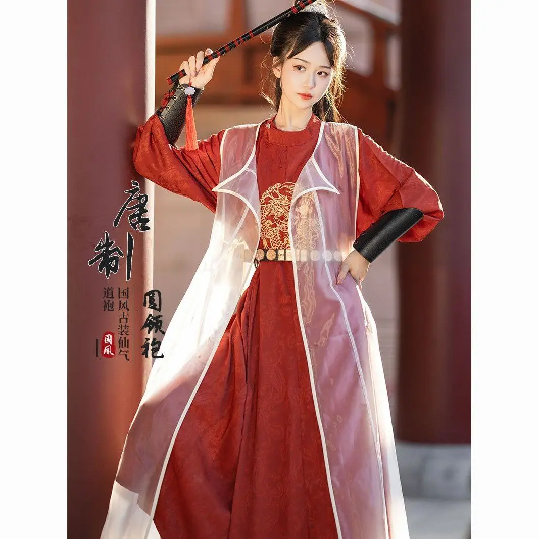 Chinês Tradicional Manga Longa Robe Fino, Tang, Hanfu, Bordado Tradicional, Roupas Diárias, Roupas Finas