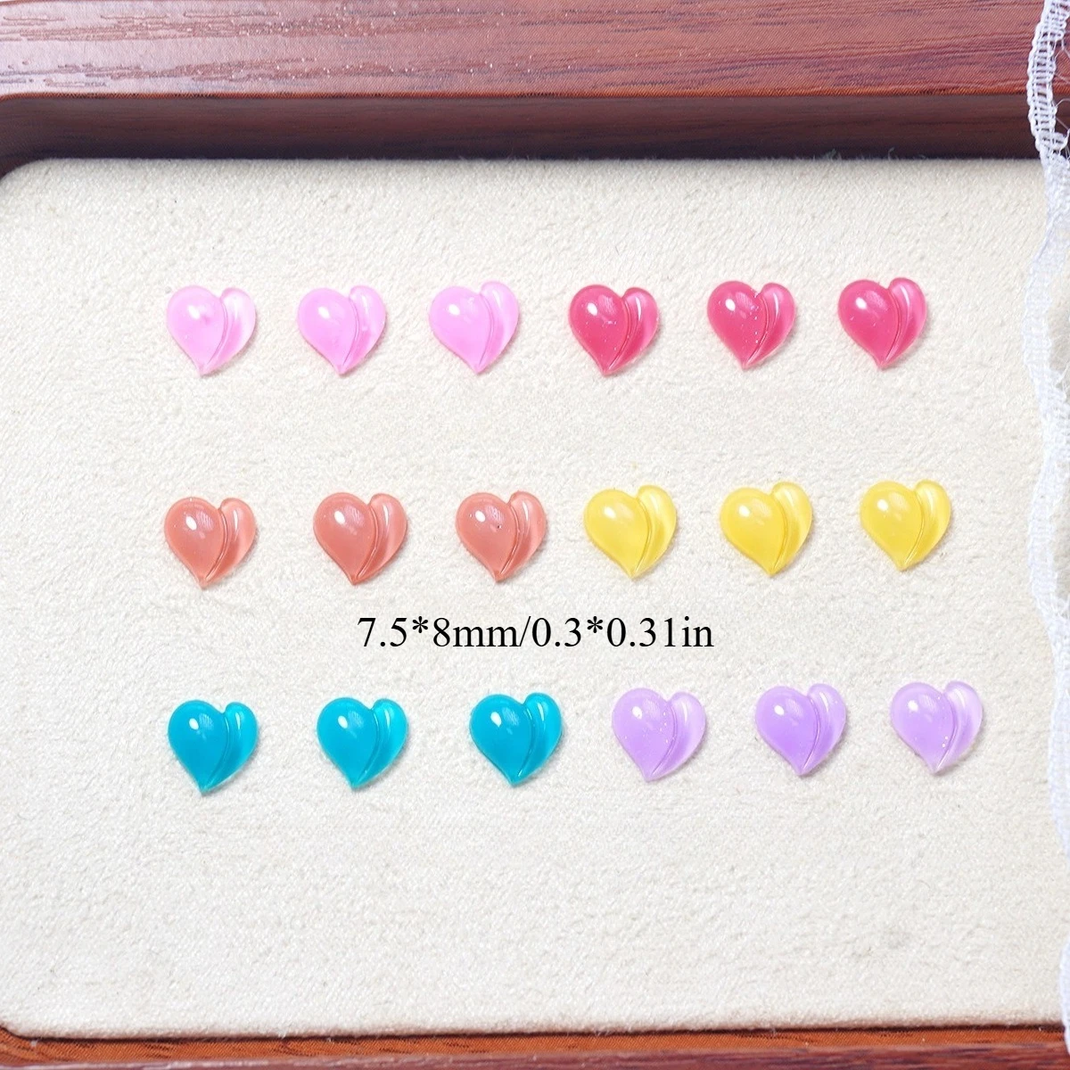 30/50/100 قطعة 7.5*8 مللي متر على شكل قلب يمكن ارتداؤها مسمار الفن اكسسوارات قضية الهاتف المحمول DIY بها بنفسك الديكور أجزاء المجوهرات ل