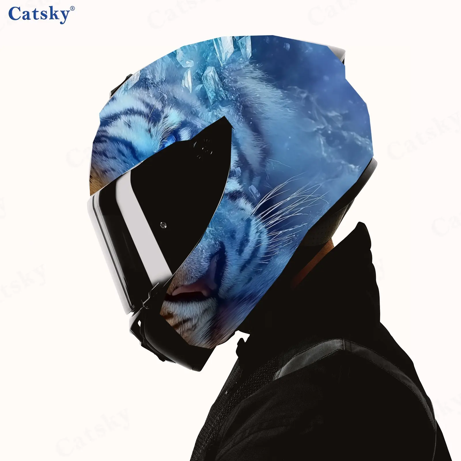 ملصق خوذة دراجة نارية من مادة PVC ذاتية اللصق مقاومة للماء من Ice and Fire Twin Tigers، لاصق بقوة ولا تسقط، مقاوم للماء #4