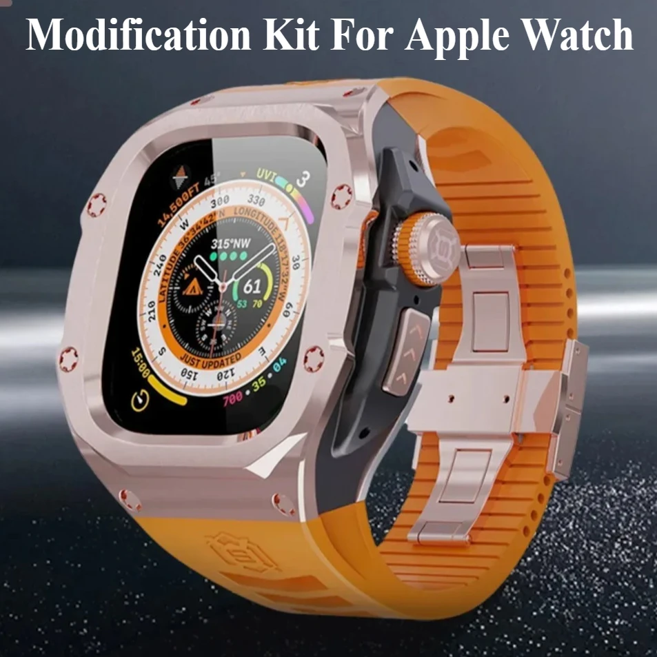 

Luxury Modification Kit For Apple Watch Ultra 2 49mm 45mm 44mm Stainless Steel Case For IWatch 9 8 7 6 Sport Strap Replacement